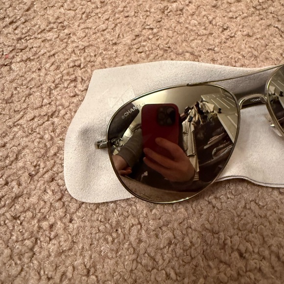 New Authentic Chanel Black gray Pilot Sunglasses $600 4189 T-Q - Picture 9 of 14